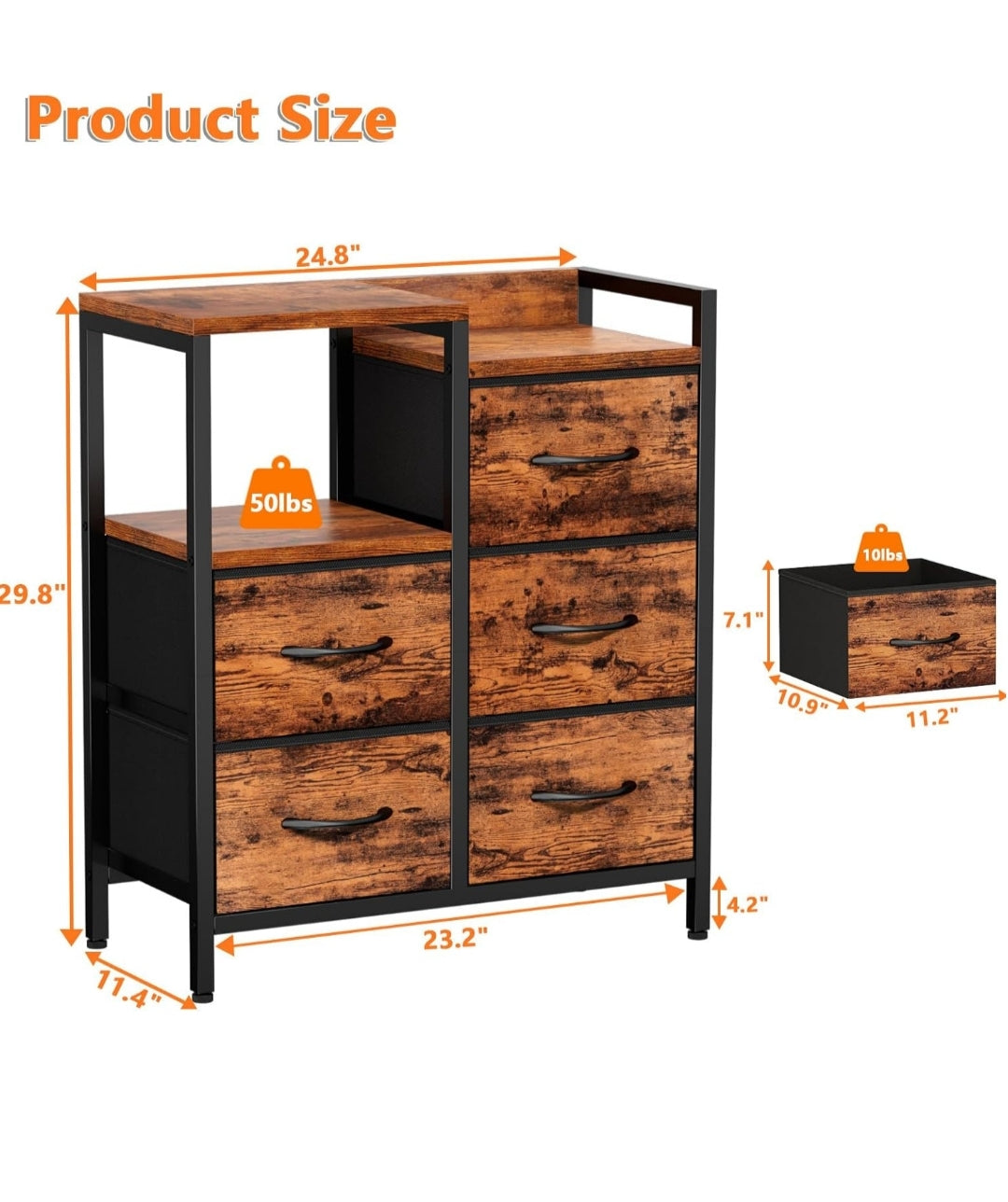 Cómoda multifuncional tipo rústica